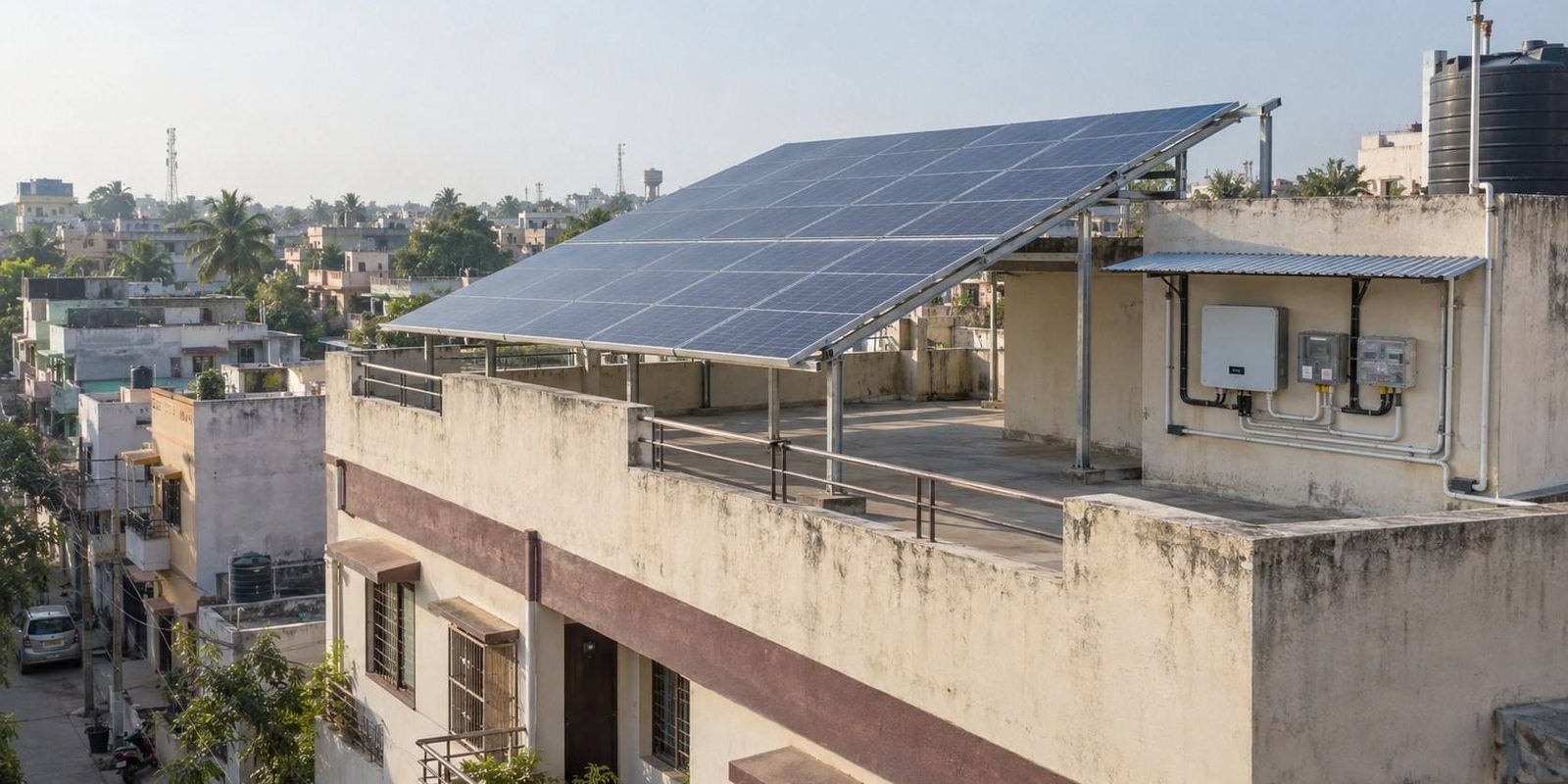 Rooftop solar on an Ahmedabad home